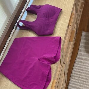 Purple Sports Bra and Shorts Set